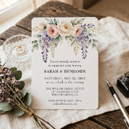 Invitación Fiesta de compromiso floral de lavanda rosa acuare