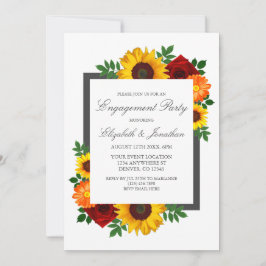 Invitación Fiesta de compromiso floral de rosa girasol atarde