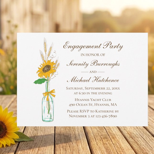 Invitación Fiesta de compromiso floral del jardín amarillo gi (Subido por el creador)