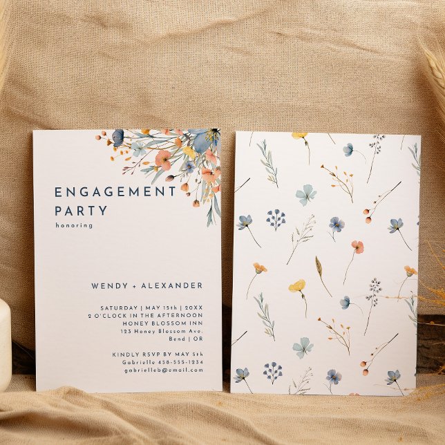Invitación Fiesta de compromiso floral elegante y audaz (Subido por el creador)