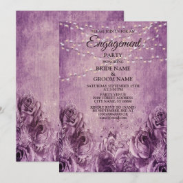 Invitación Fiesta de compromiso floral lila rosa púrpura vint