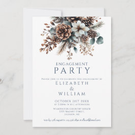 Invitación Fiesta de compromiso floral rústica elegante de pi