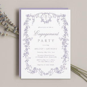 Invitación Fiesta de compromiso floral victoriana francesa de