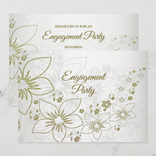 Invitación Fiesta de Compromiso Floral Vintage con Verdor Ele