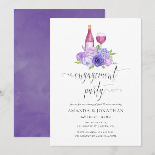 Invitación Fiesta de compromiso floral violeta ultra degustac