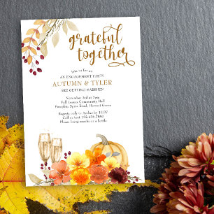 Invitación Fiesta de compromiso Flores de Otoño Agradecidas J