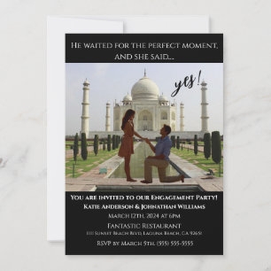 Invitación Fiesta de compromiso-foto-fondo del Taj Mahal-