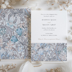 Invitación Fiesta de Compromiso Golden Lily Elegante Pastel