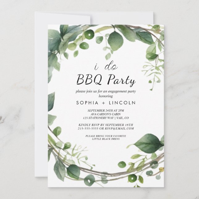 Invitación Fiesta de compromiso "I Do BBQ" de vegetación otoñ (Anverso)