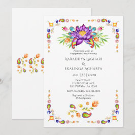 Invitación Fiesta de compromiso india de flor de loto de pais