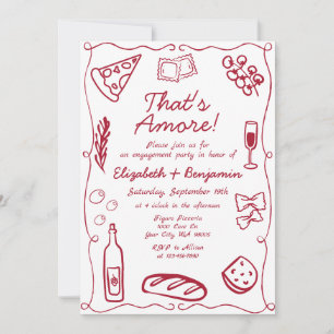 Invitación Fiesta de compromiso italiana retro de vino rojo d