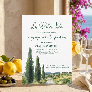 Invitación Fiesta de compromiso La Dolce Vita vista italiana