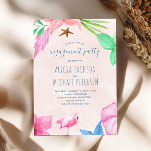 Invitación Fiesta de compromiso luau hawaiano en playa tropic