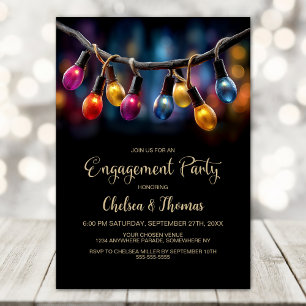 Invitación Fiesta de Compromiso Luces de Fiesta