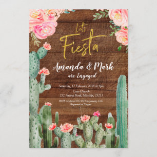Invitación Fiesta de compromiso mexicano rústico de la fiesta