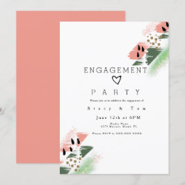 Invitación Fiesta de compromiso minimalista con pinceladas de