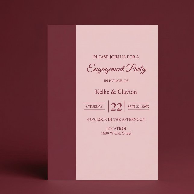 Invitación Fiesta de compromiso minimalista moderna bar burgu (Subido por el creador)