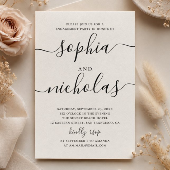 Invitación Fiesta de Compromiso Minimalista | Moderno Script  (Subido por el creador)