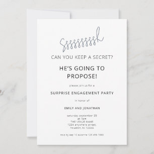 Invitación Fiesta de compromiso Minimalista Sorpresa Negro Bl