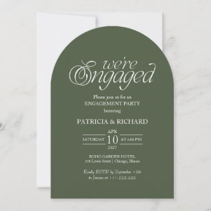 Invitación Fiesta de compromiso minimalista verde bosque Arco
