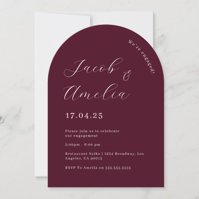 Invitación Fiesta de compromiso Modern Arch Plum   (Anverso)