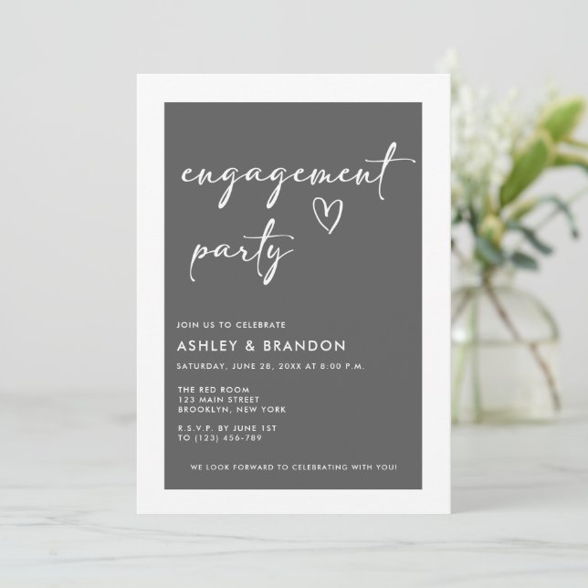 Invitación Fiesta de Compromiso Moderna (Anverso de pie)