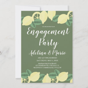 Invitación Fiesta de compromiso moderna con limón boho y vege