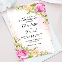 Invitación Fiesta de compromiso moderna elegante floral chic