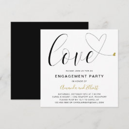 Invitación Fiesta de compromiso moderno de Love Gold Heart