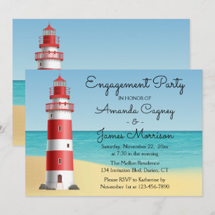 Invitación Fiesta de compromiso náutico Faro Playa Verano