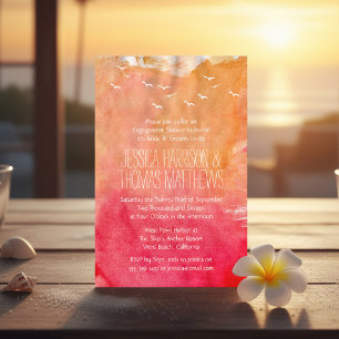 Invitación Fiesta de compromiso o ducha de playa al atardecer