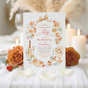 Invitación Fiesta de Compromiso Otoñal Floral Caprichosa Dibu