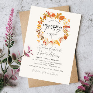 Invitación Fiesta de Compromiso Otoño Caídas Floral Rústico B
