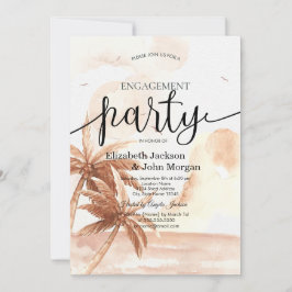 Invitación Fiesta de Compromiso Palmas Tropicales Rústicas