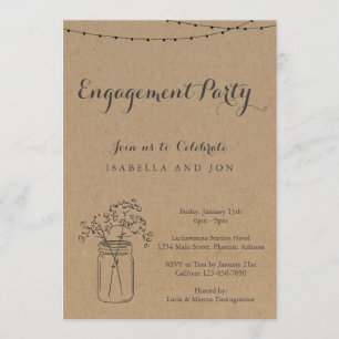 Invitación Fiesta de compromiso Papel Kraft ruso