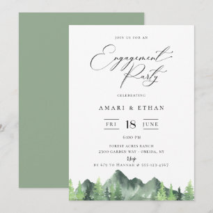 Invitación Fiesta de compromiso para las montañas del bosque 