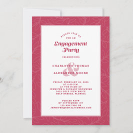 Invitación Fiesta de Compromiso Rojo Magenta Moderno Chic Cas