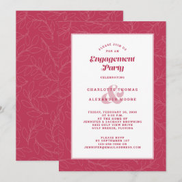 Invitación Fiesta de Compromiso Rojo Magenta Moderno Chic Cas