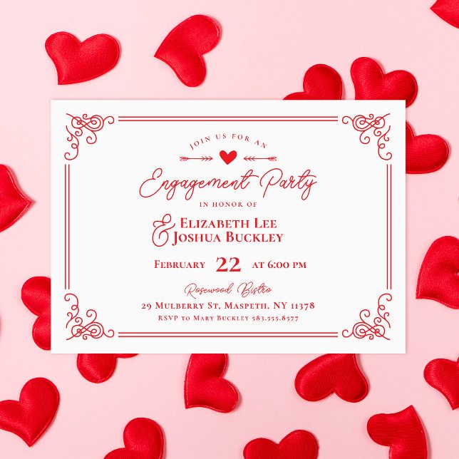 Invitación Fiesta de compromiso romántico del Día de San Vale (Subido por el creador)