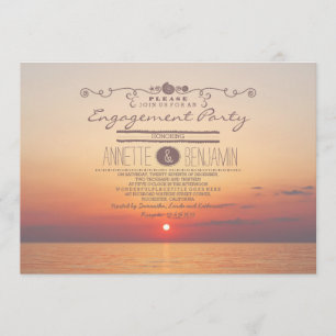 Invitación Fiesta de compromiso romántico y moderno con el so