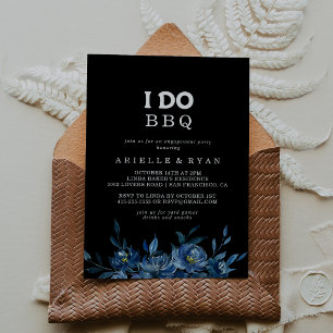 Invitación Fiesta de compromiso Royal Navy Blue Floral I Do B