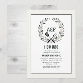 Invitación Fiesta de compromiso Rustic Monogram I Do BBQ