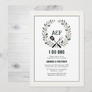 Invitación Fiesta de compromiso Rustic Monogram I Do BBQ
