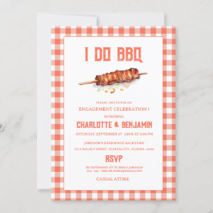 Invitación Fiesta de compromiso Rustic Red Gingham I Do BBQ 