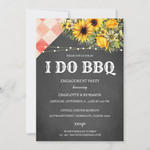 Invitación Fiesta de compromiso Rustic Sunflower I Do BBQ 