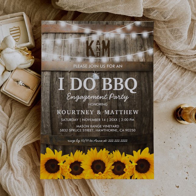 Invitación FIESTA DE COMPROMISO Rústica I DO BBQ Girasoles (Subido por el creador)