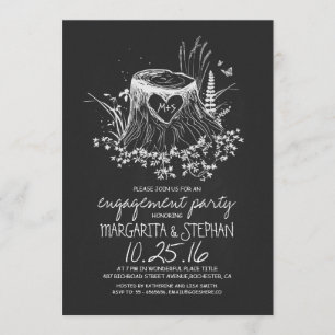 Invitación Fiesta de compromiso rústico de la pizarra del