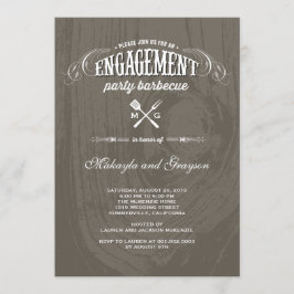 Invitación Fiesta de compromiso rústico del Bbq de madera del