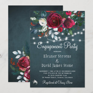Invitación Fiesta de compromiso rústico floral elegante de in
