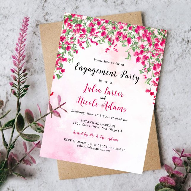 Invitación Fiesta de Compromiso Selva Tropical Bougainvillea (Subido por el creador)